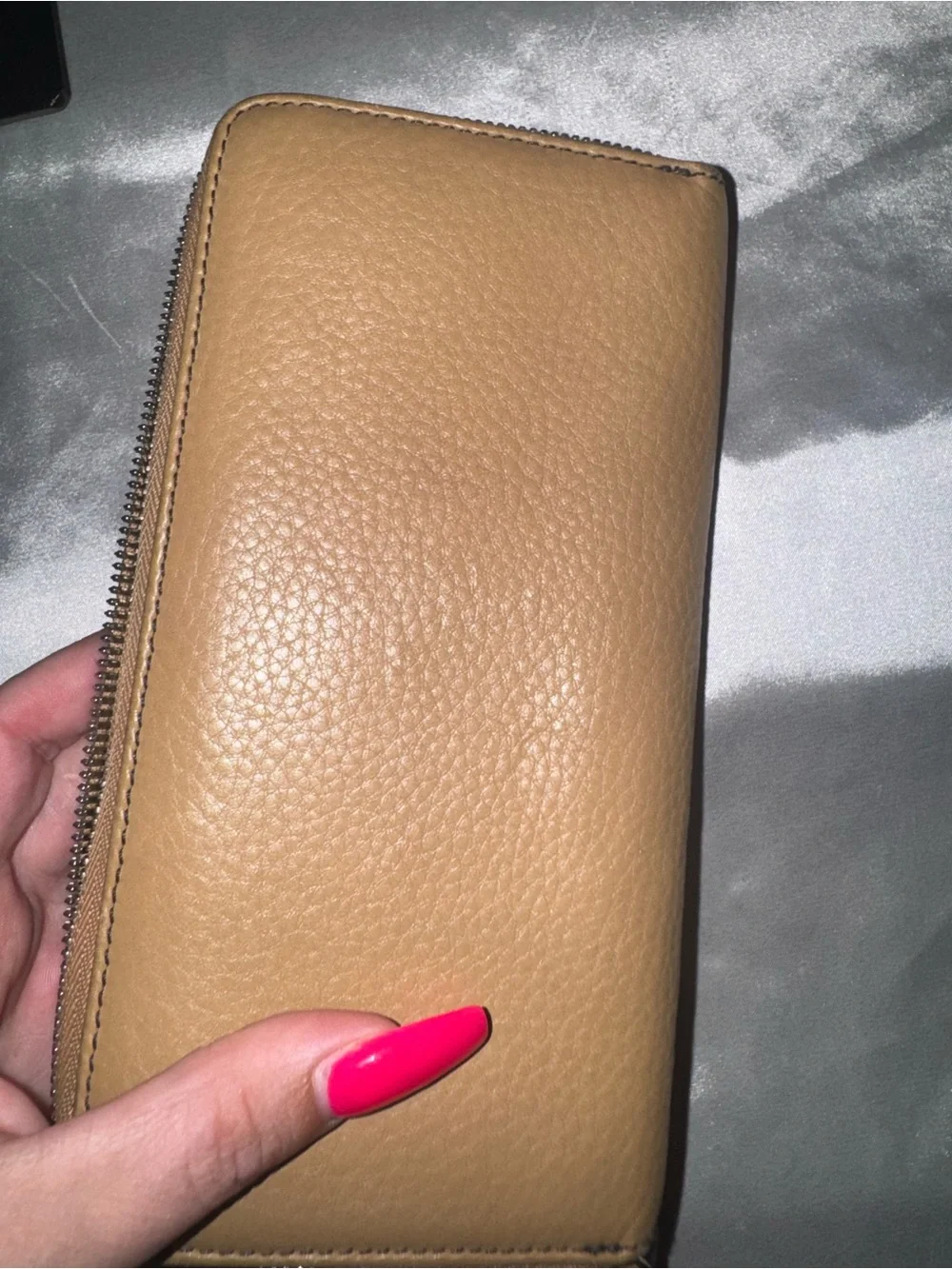 Coach Neutral Tan Leather Zip Wallet